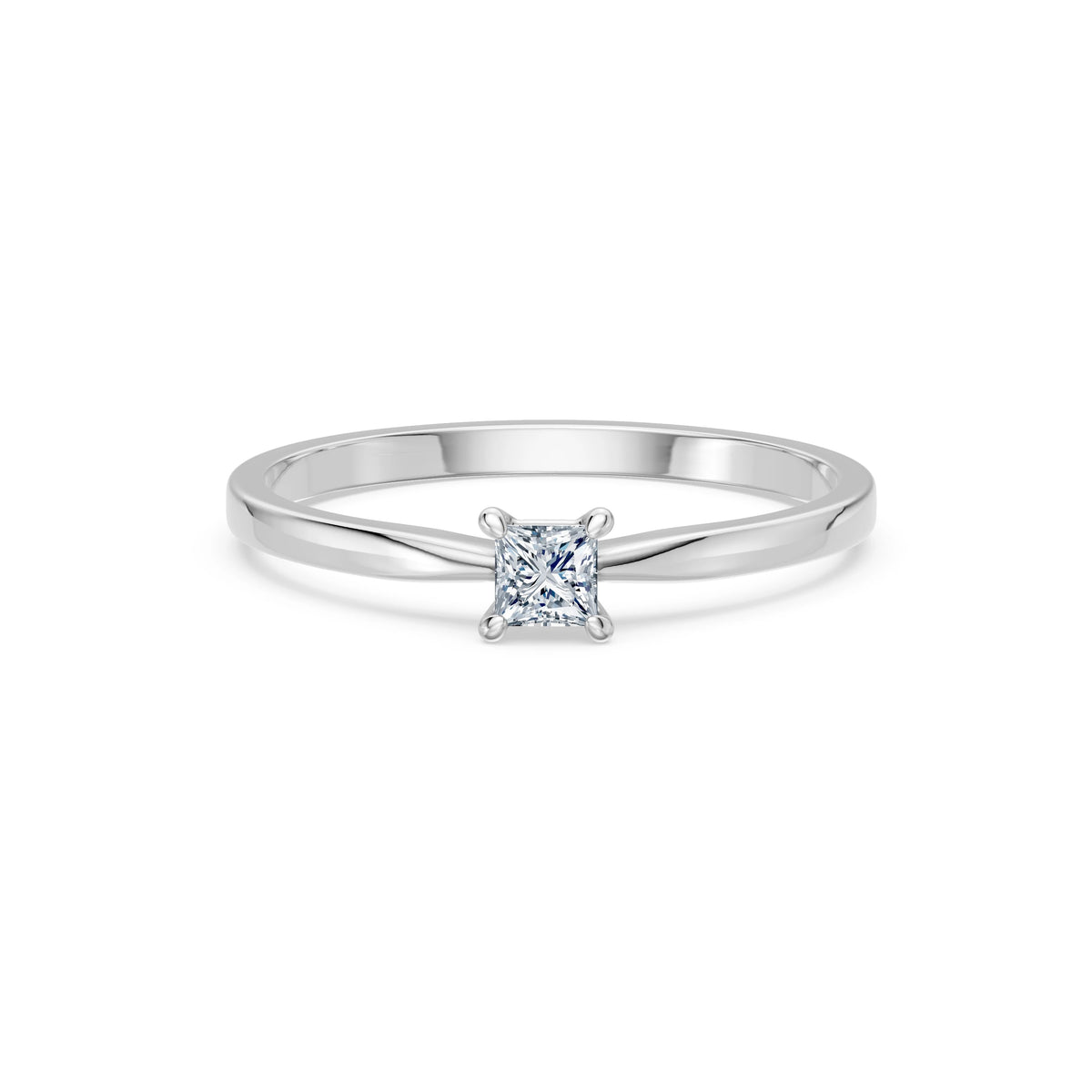 Inel de Logodnă Solitaire din Aur, Diamant Princess 0,17 CT