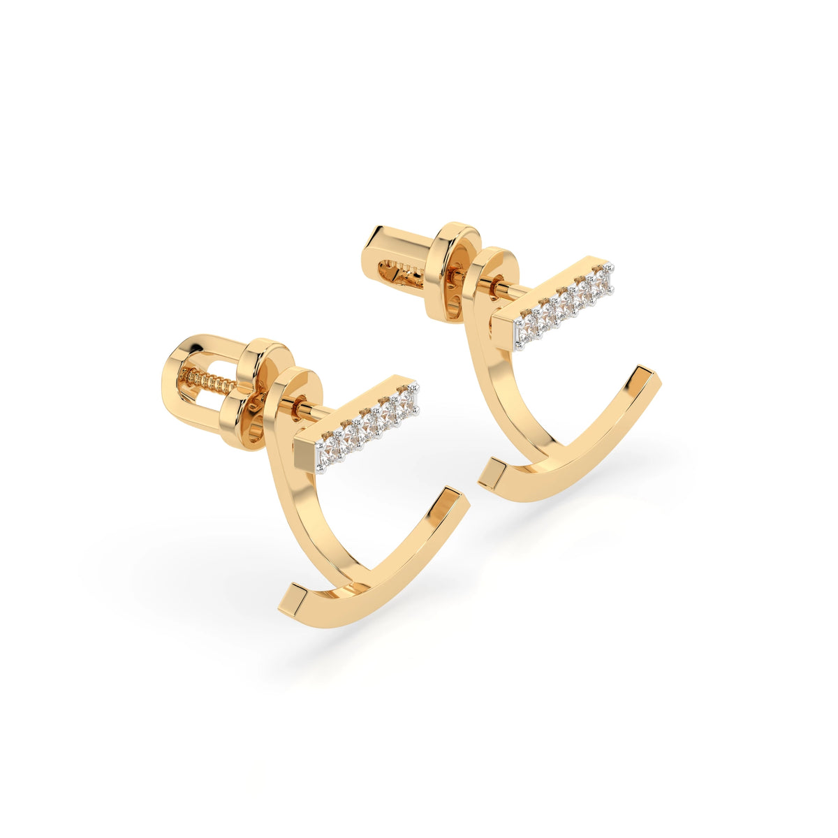 Cercei din Aur cu Diamante, Forma Rotund Briliant, 0,15 CT