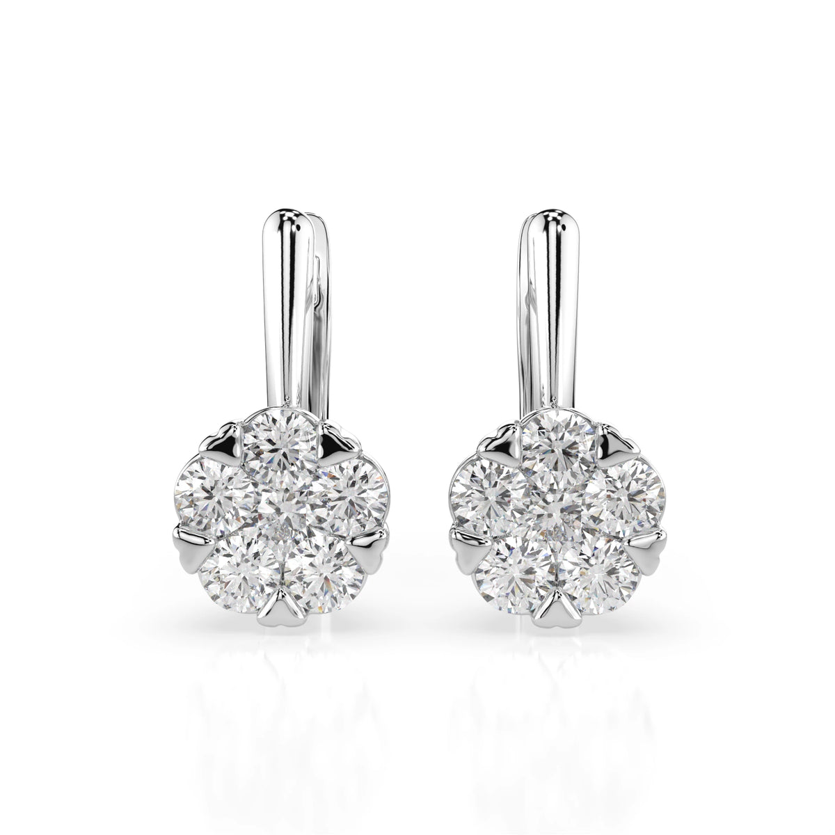 Cercei din Aur cu Diamante, Forma Rotund Briliant, 1,17 CT