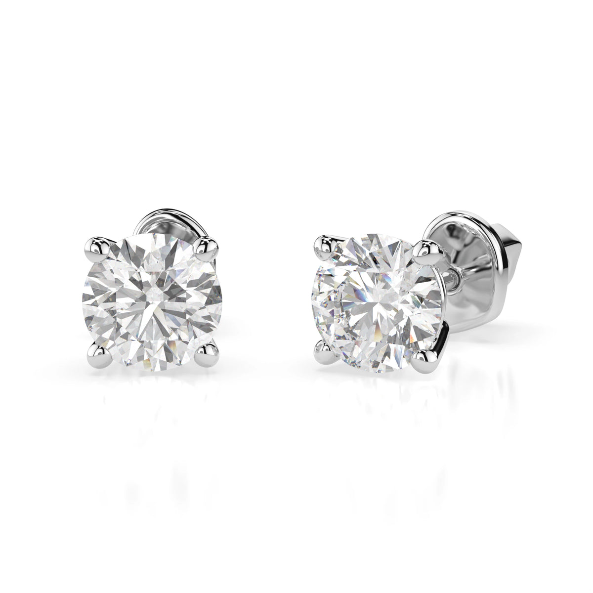Cercei din Aur cu Diamante, Forma Rotund Briliant, 0,80 CT