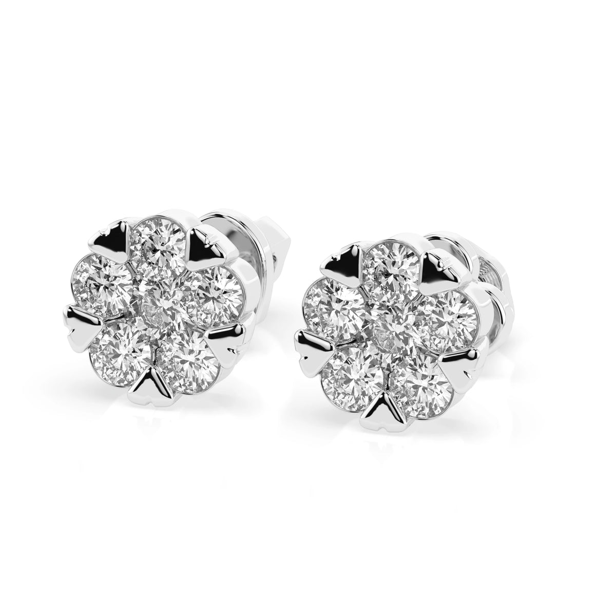 Cercei din Aur cu Diamante, Forma Rotund Briliant, 0,73 CT