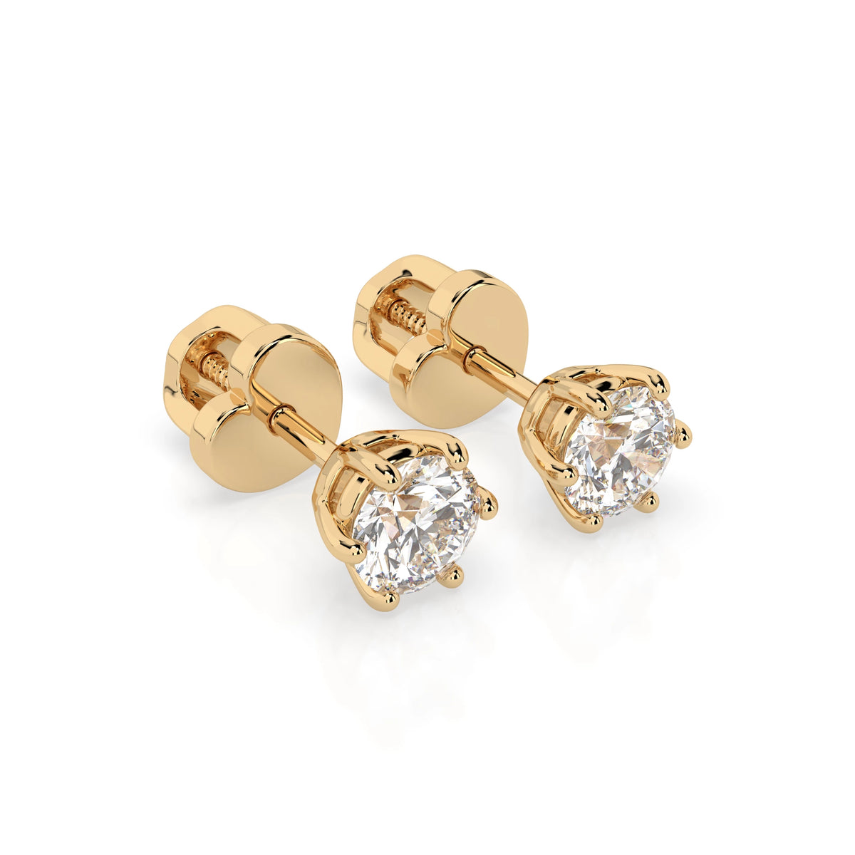 Cercei din Aur cu Diamante, Forma Rotund Briliant, 0,60 CT