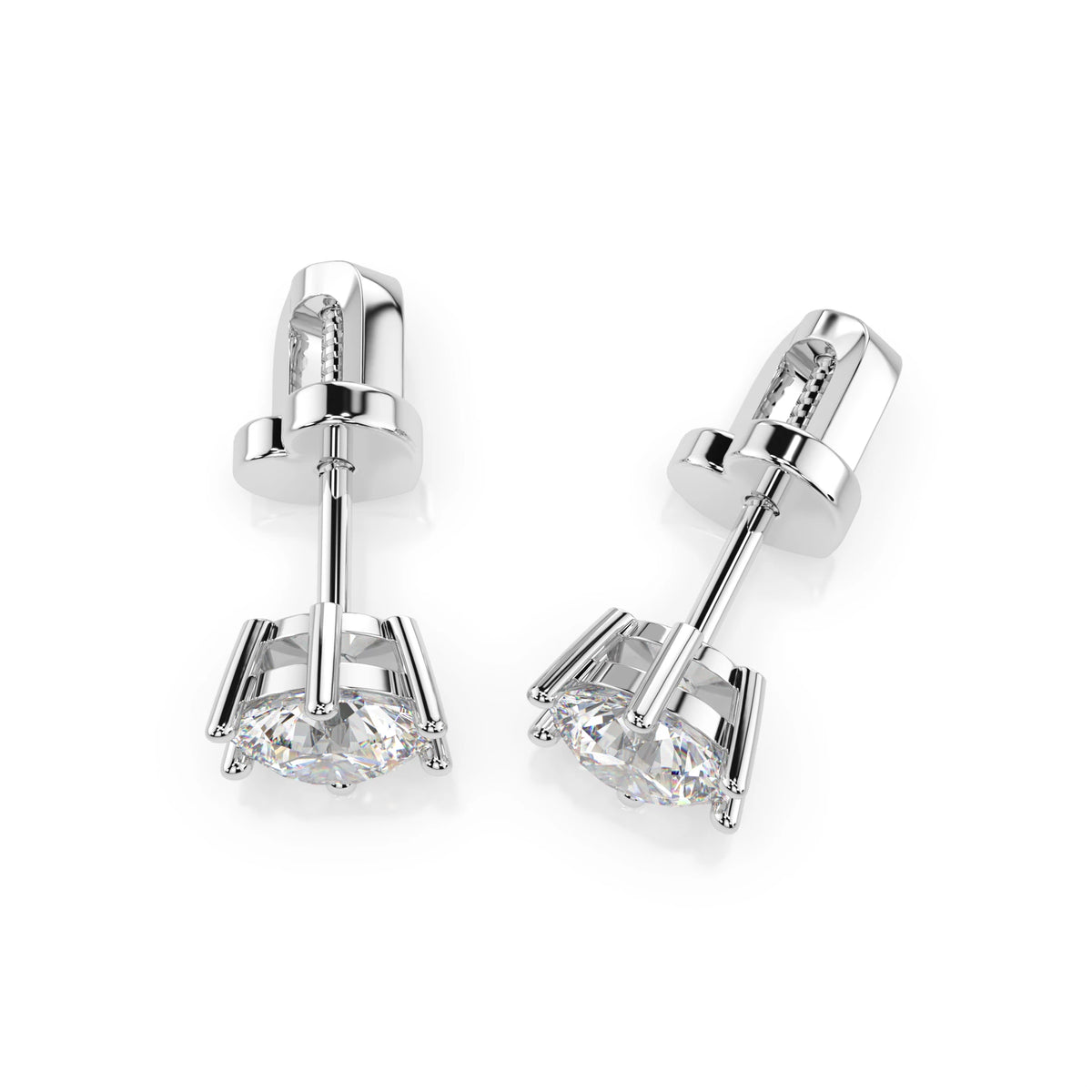 Cercei din Aur cu Diamante, Forma Rotund Briliant, 0,80 CT