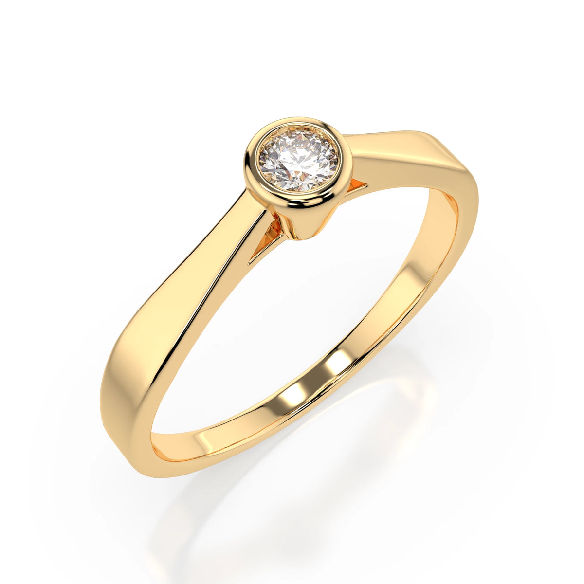 Inel de Logodnă Solitaire din Aur, Diamant Rotund Briliant 0,15 CT