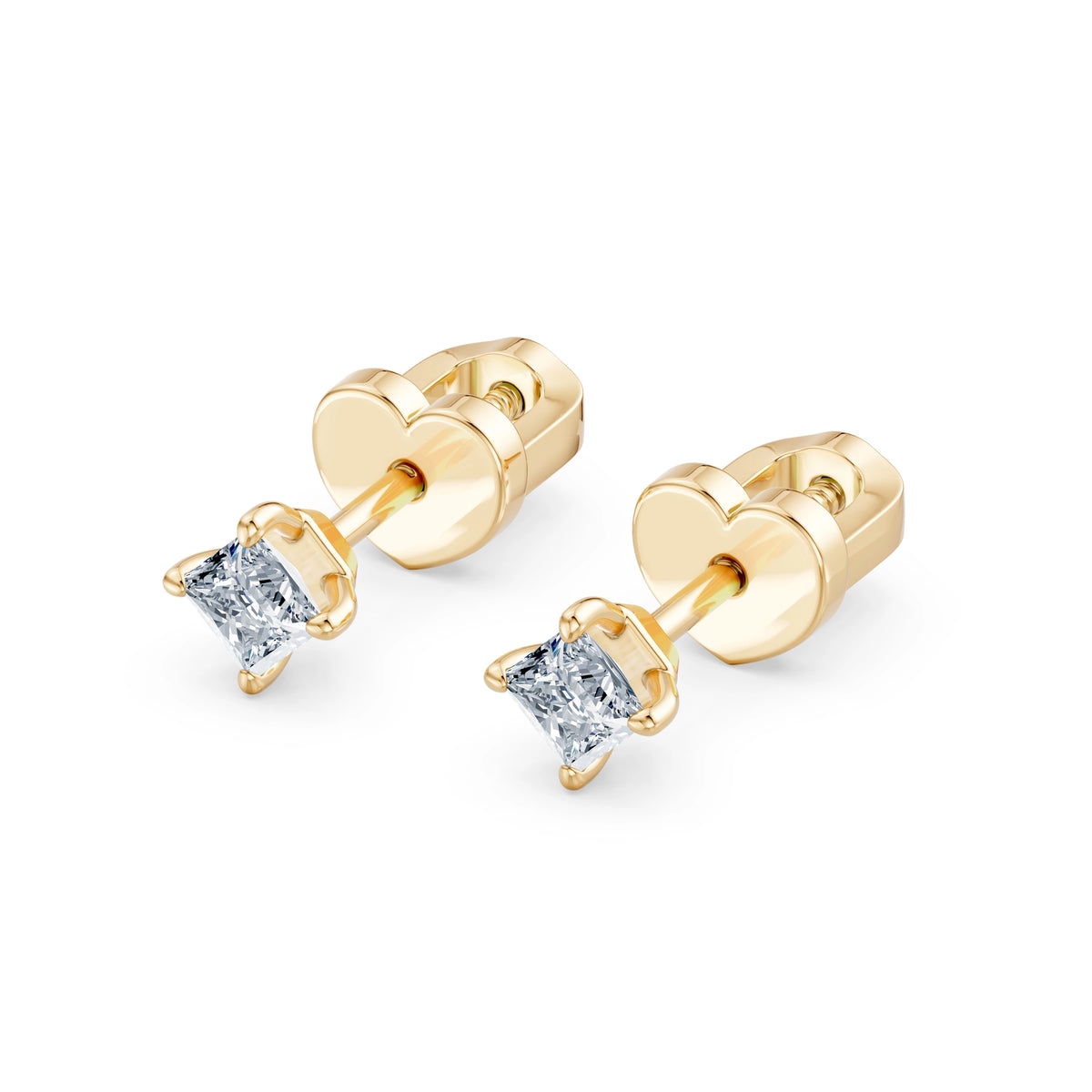 Cercei din Aur cu Diamante, Forma Princess, 0,34 CT