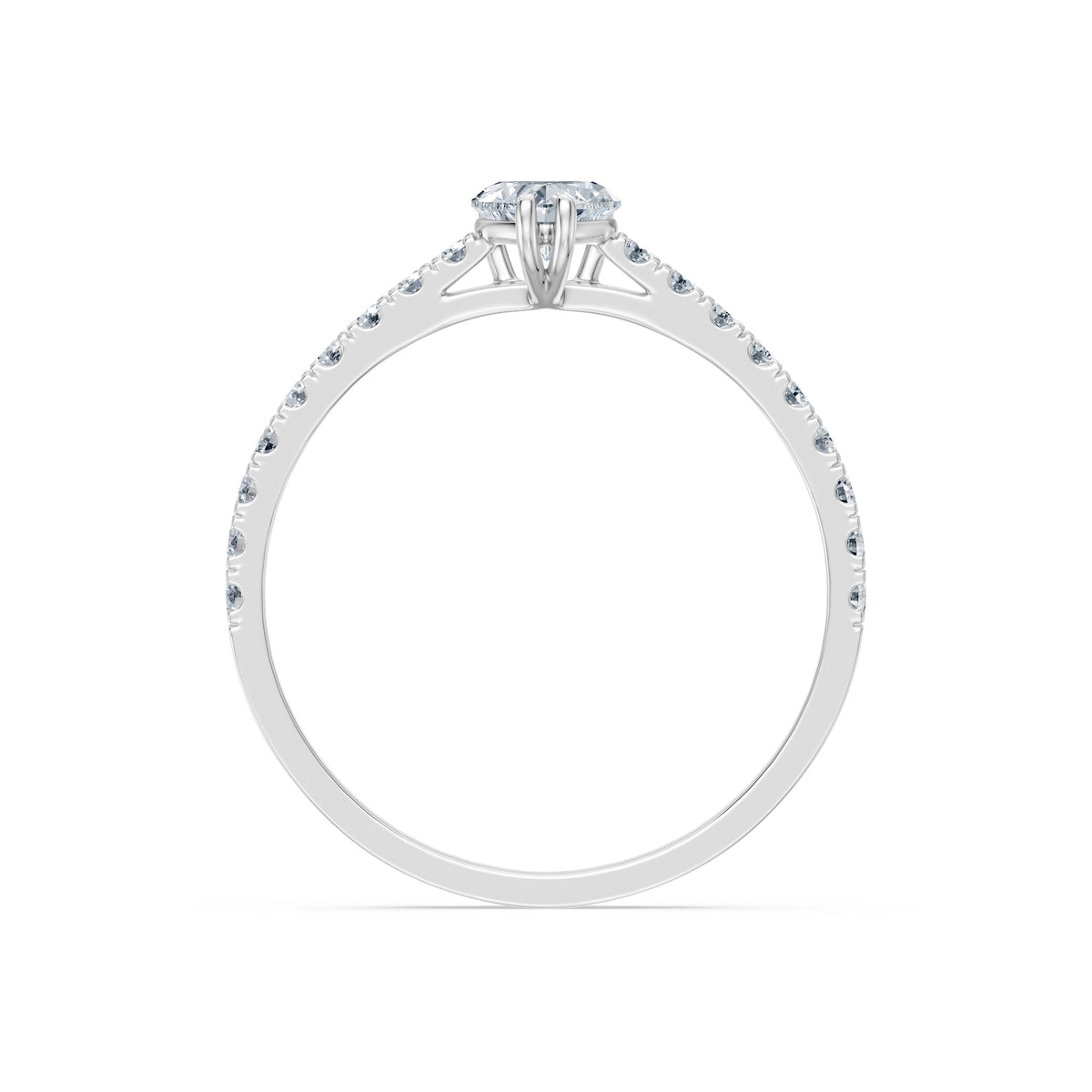 Inel de Logodnă din Aur cu Diamant Central Inimă și Diamante Laterale 0,53 CT