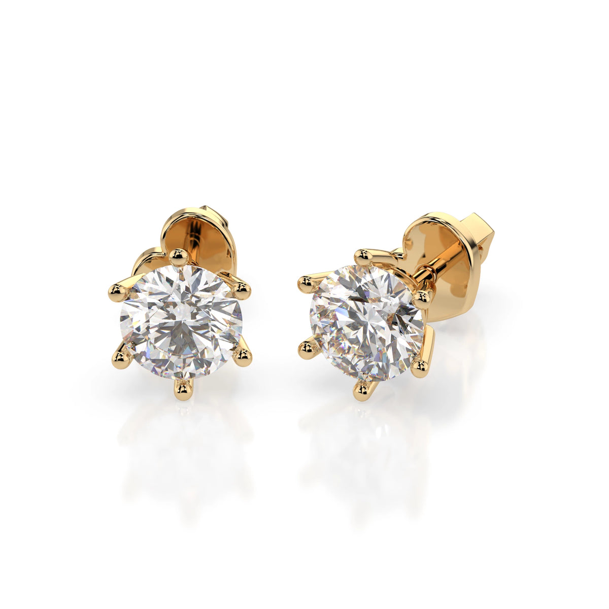 Cercei din Aur cu Diamante, Forma Rotund Briliant, 1,00 CT