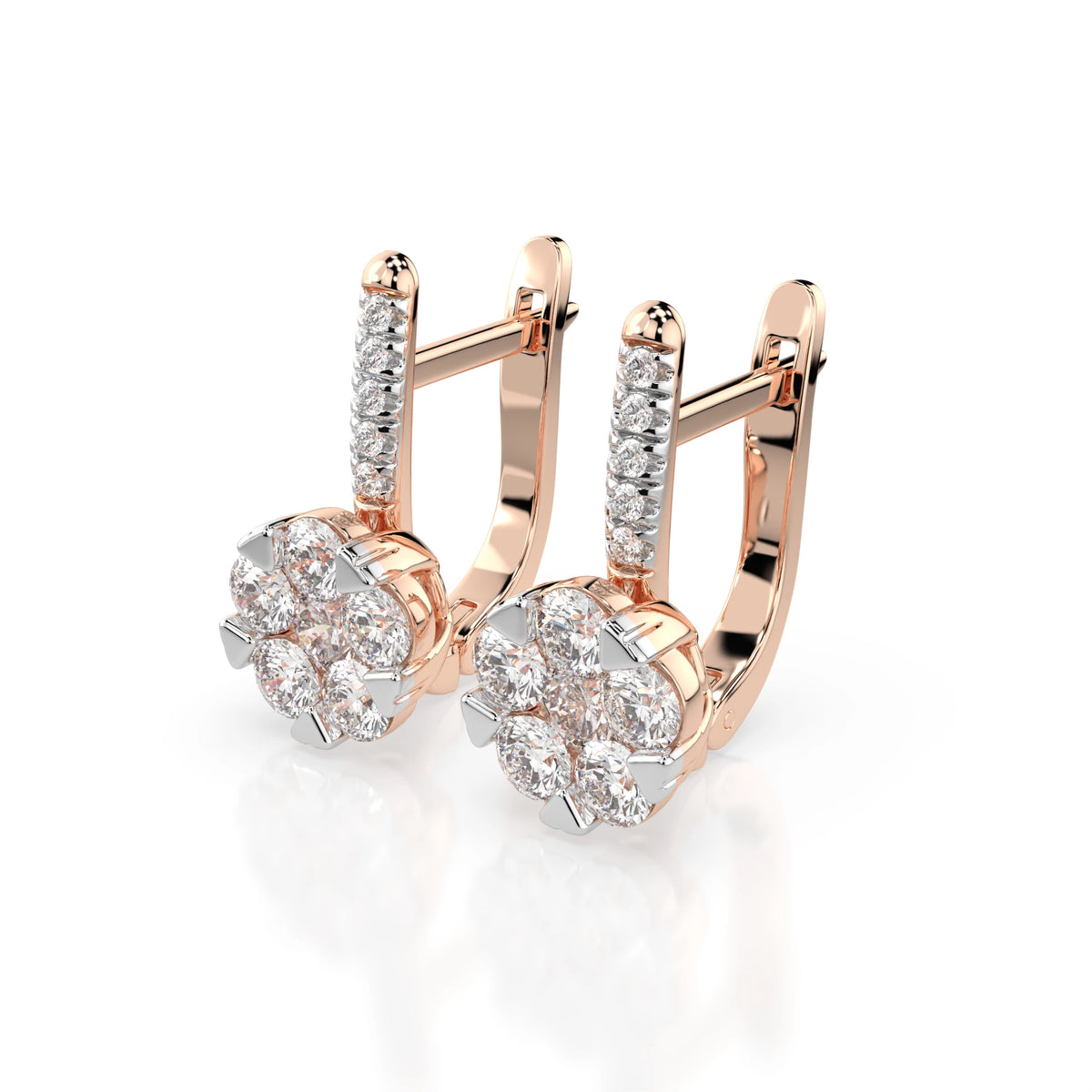 Cercei din Aur cu Diamante, Forma Rotund Briliant, 1,25 CT
