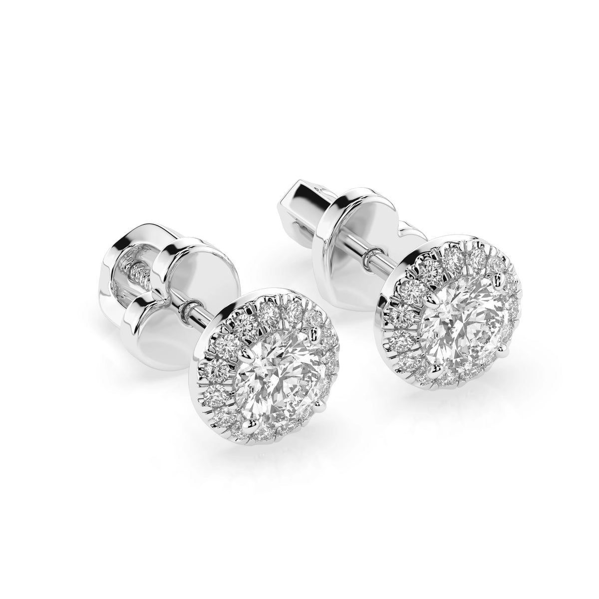 Cercei din Aur cu Diamante, Forma Rotund Briliant, 0,54 CT