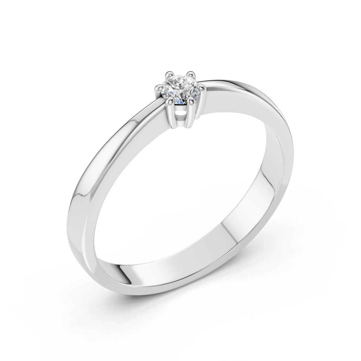 Inel de Logodnă Solitaire din Aur, Diamant Rotund Briliant 0,10 CT