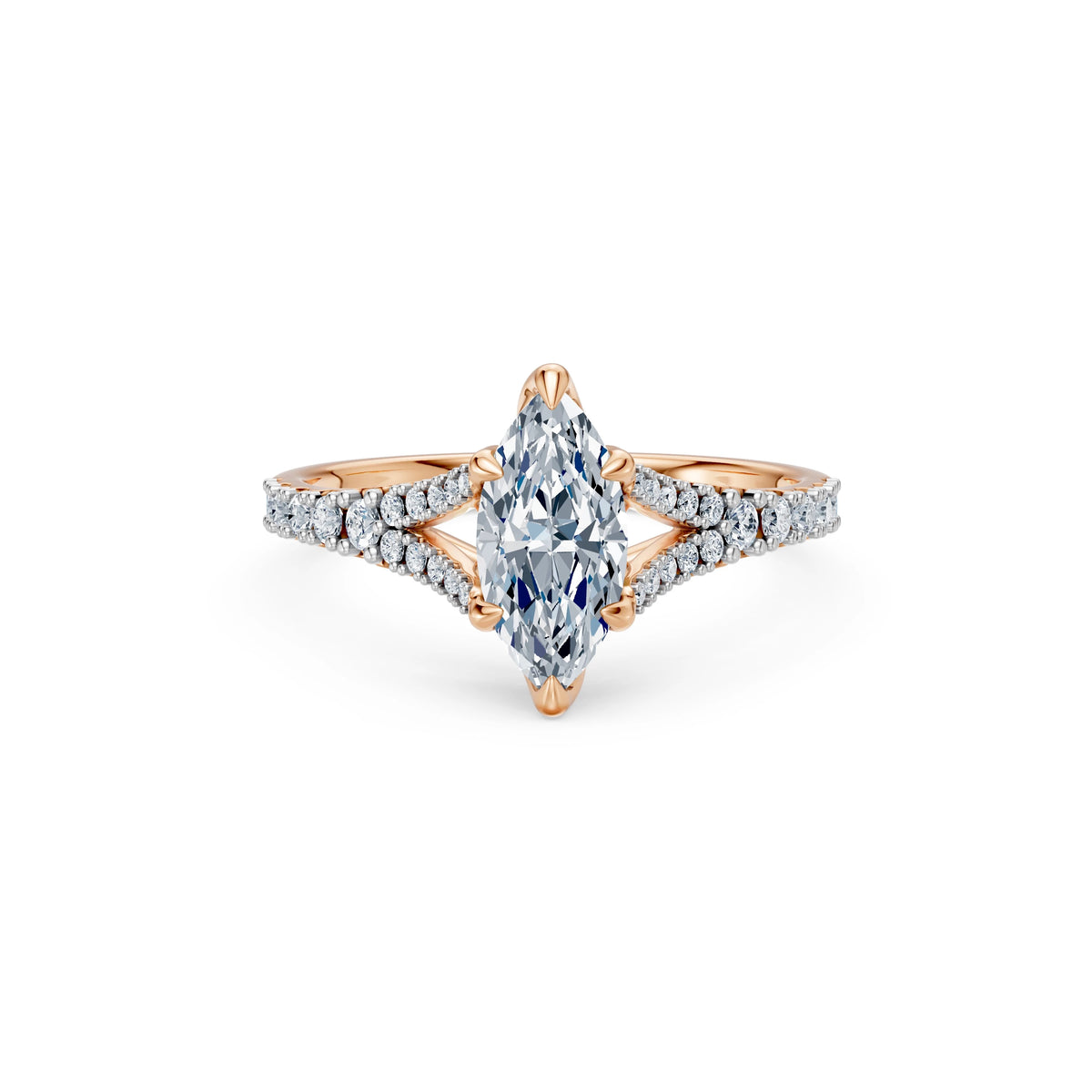 Inel de Logodnă din Aur cu Diamant Central Marquise și Diamante Laterale 1,29 CT
