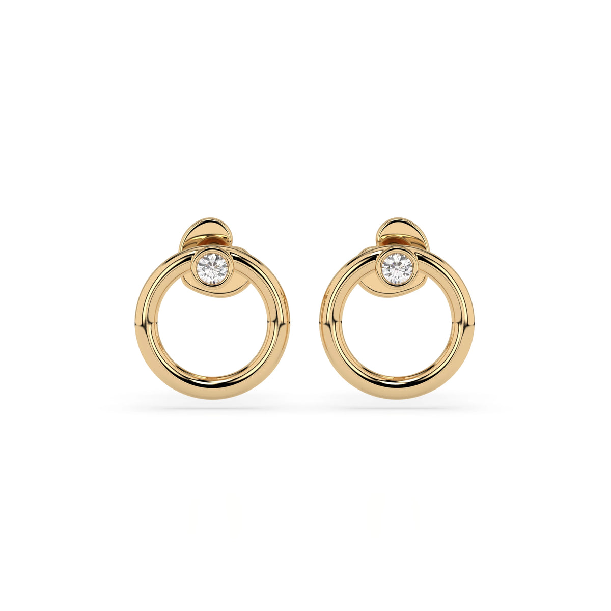 Cercei din Aur cu Diamante, Forma Rotund Briliant, 0,06 CT