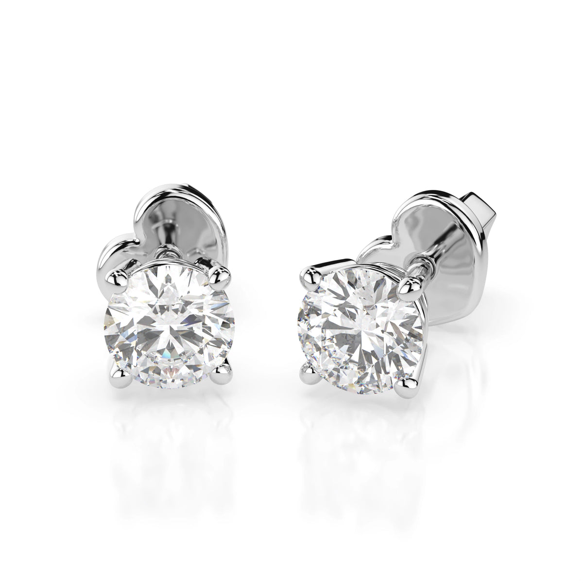 Cercei din Aur cu Diamante, Forma Rotund Briliant, 0,50 CT