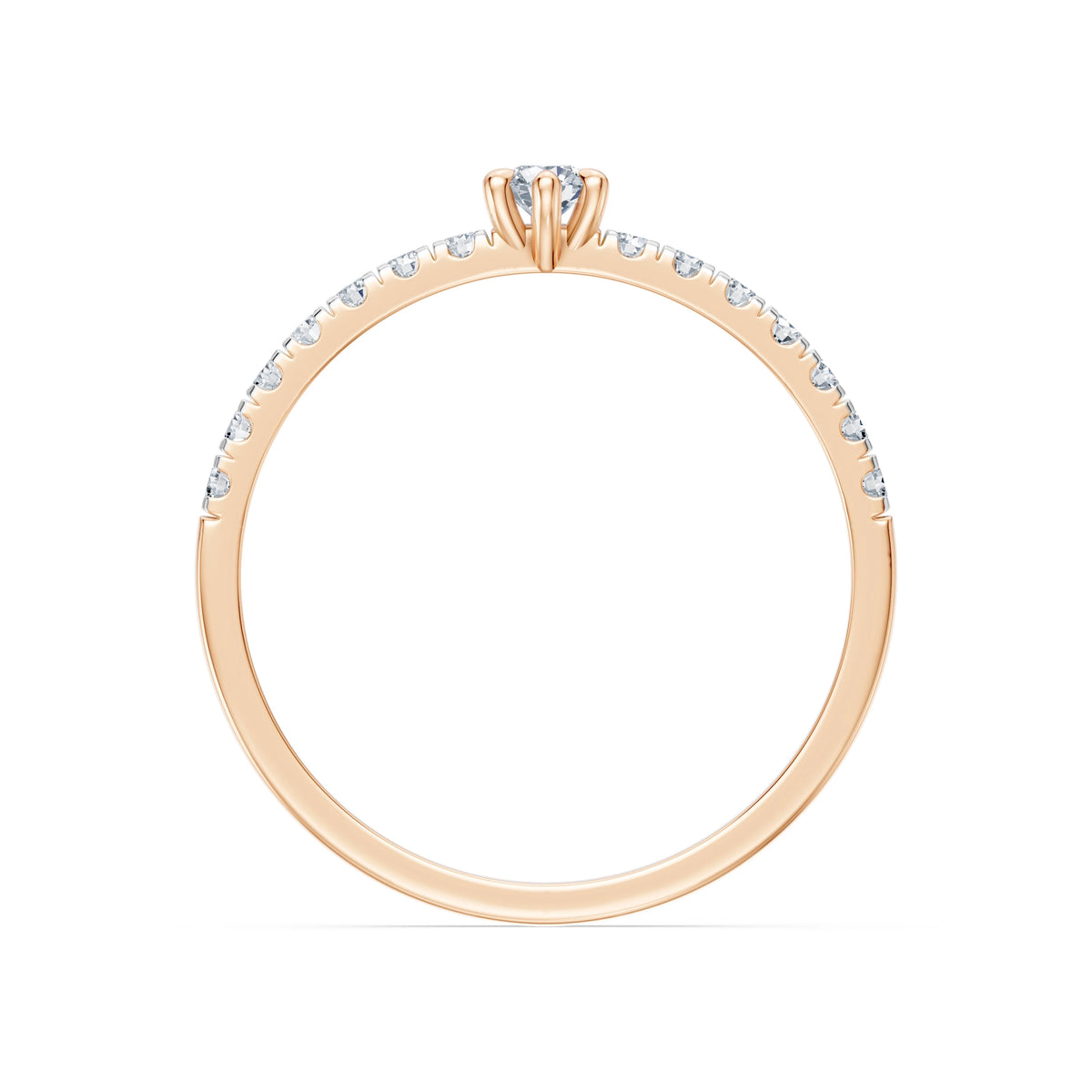 Inel de Logodnă din Aur cu Diamant Central Rotund Briliant și Diamante Laterale 0,30 CT