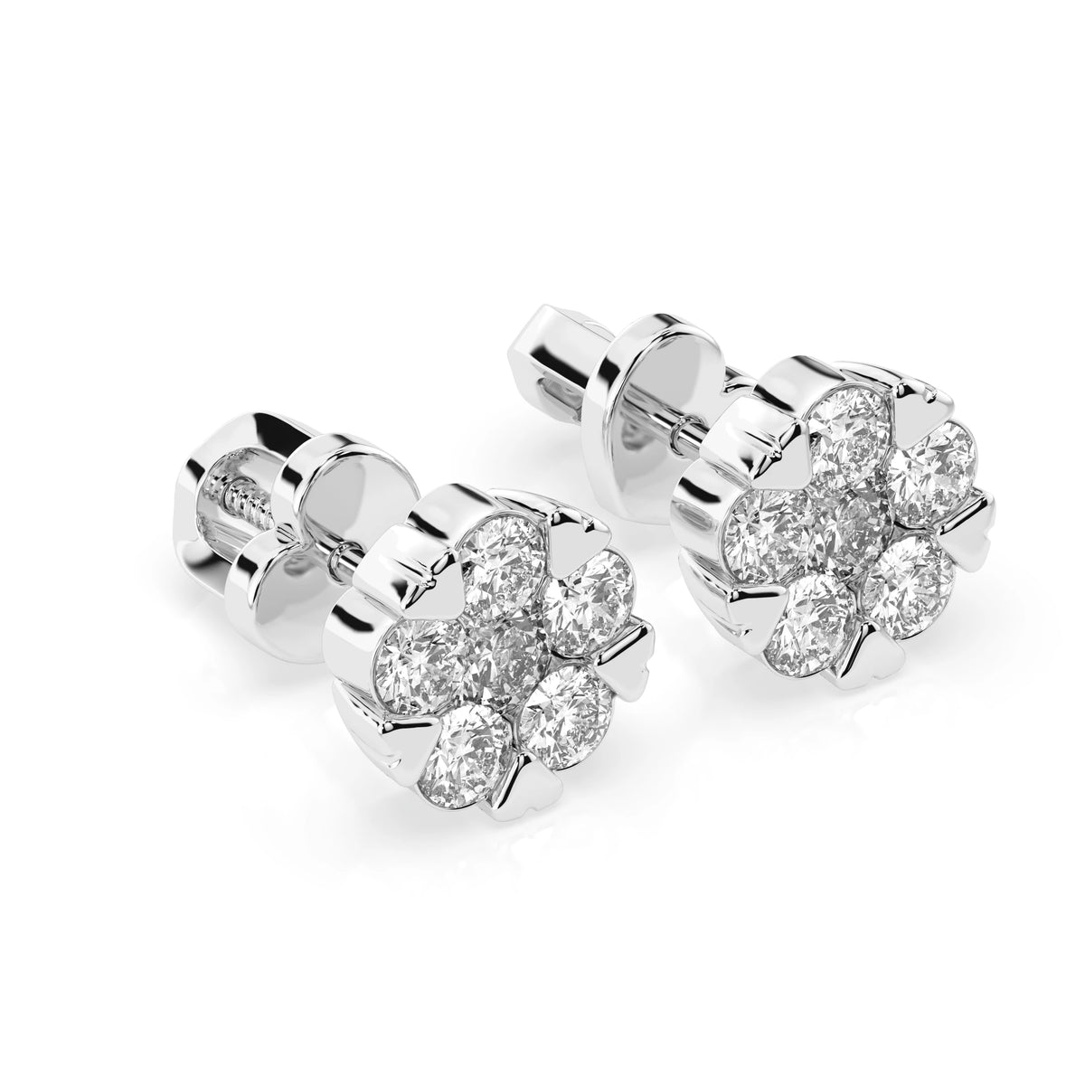 Cercei din Aur cu Diamante, Forma Rotund Briliant, 1,17 CT