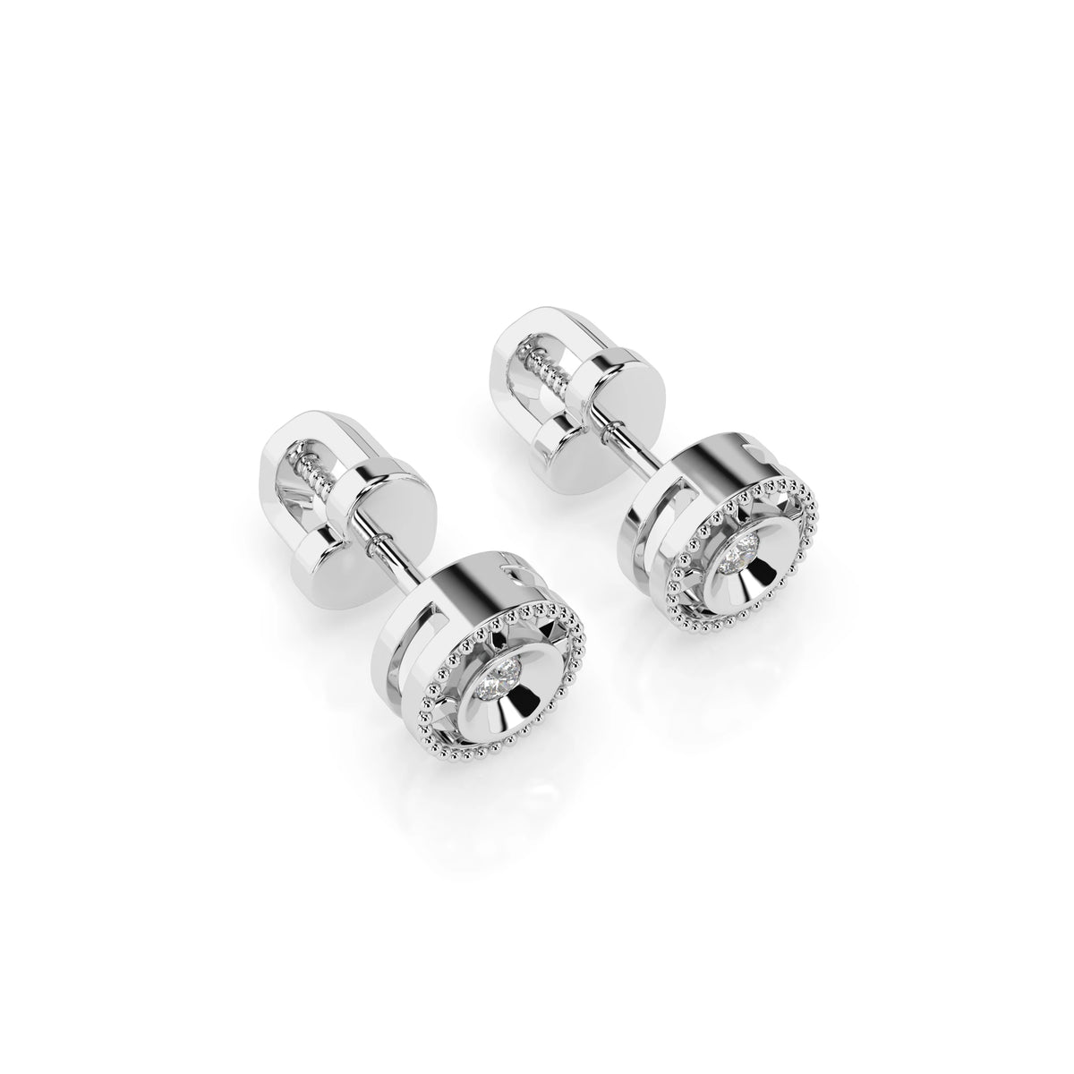 Cercei din Aur cu Diamante, Forma Rotund Briliant, 0,04 CT