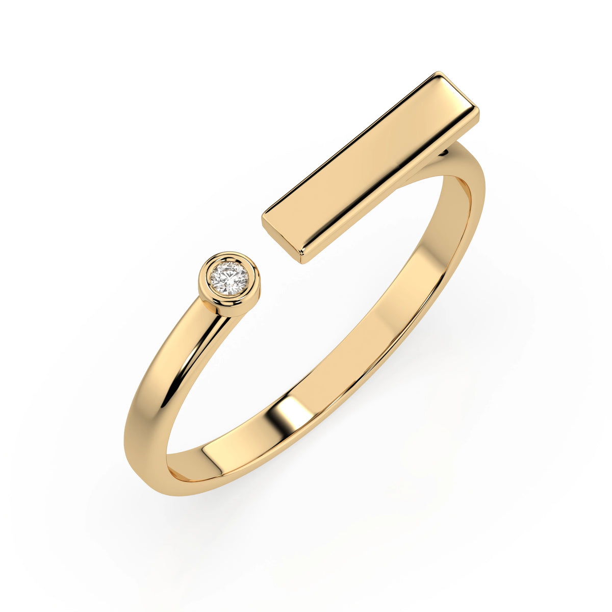 Inel din Aur cu Diamant, Forma Rotund Briliant, 0,02 CT
