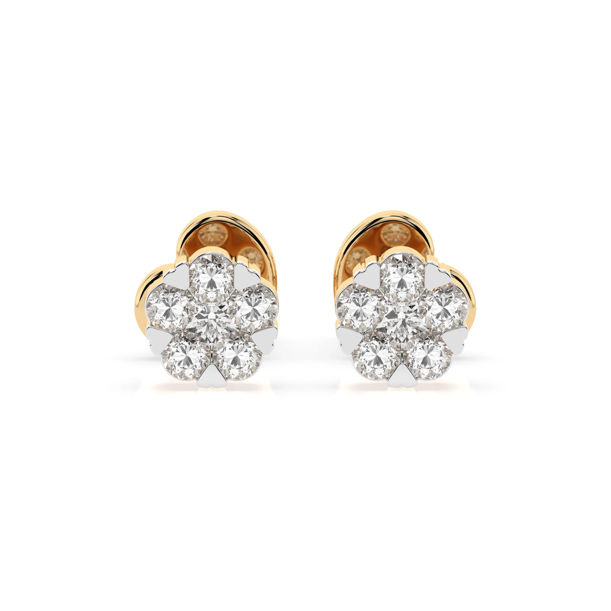 Cercei din Aur cu Diamante, Forma Rotund Briliant, 0,11 CT