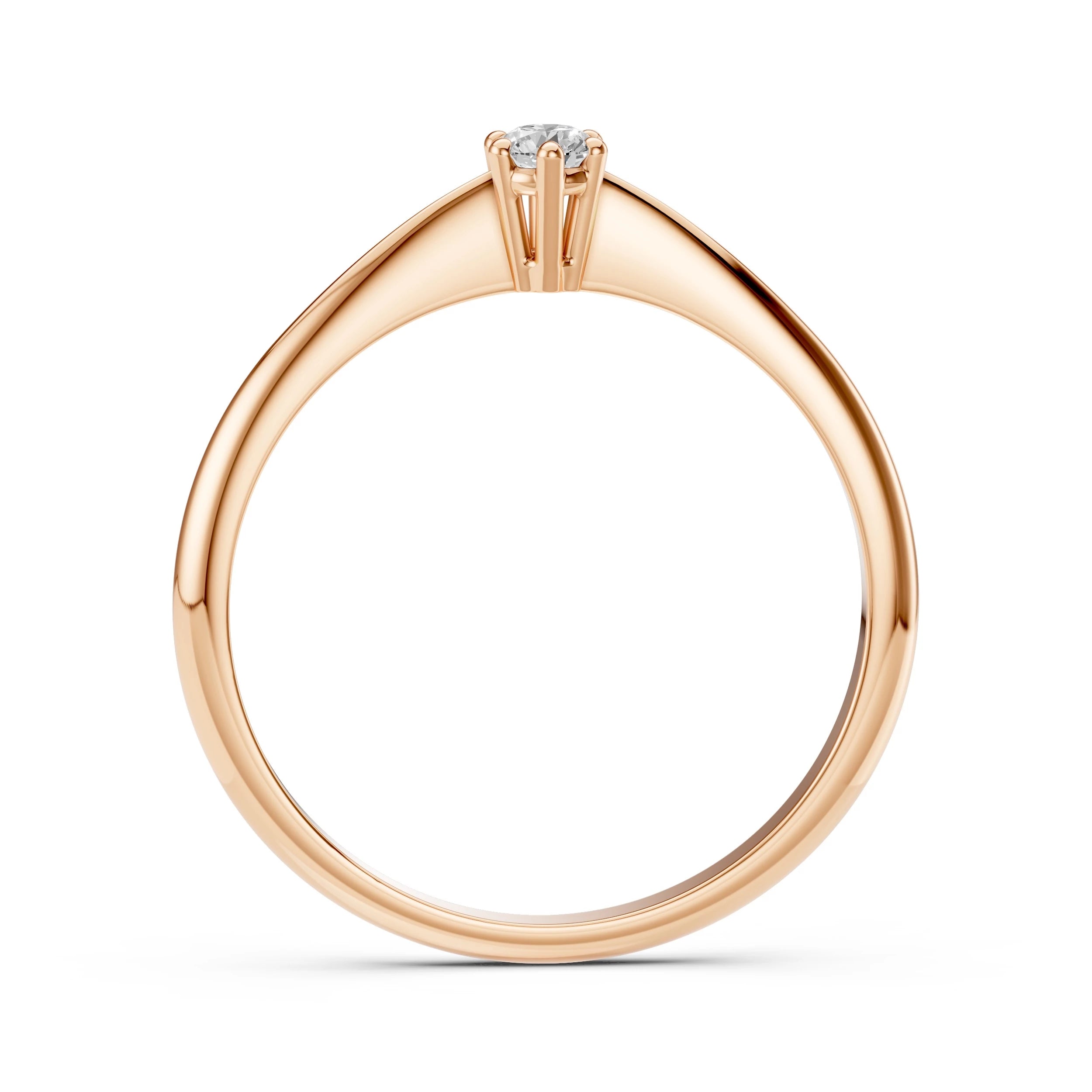 Inel de Logodnă Solitaire din Aur, Diamant Rotund Briliant 0.10 CT