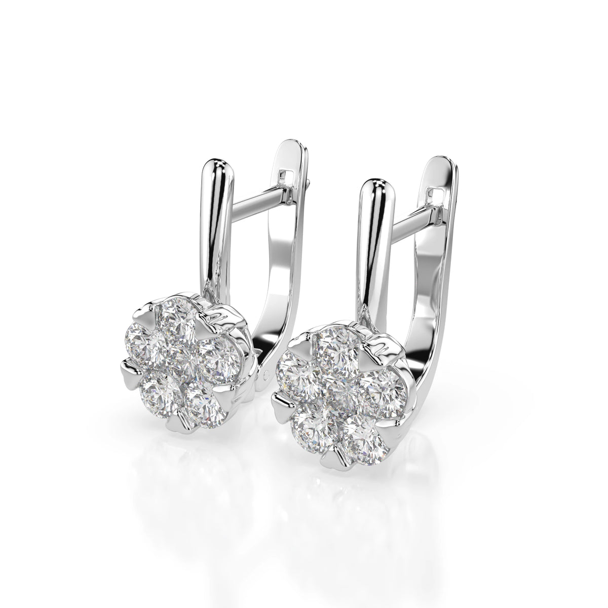 Cercei din Aur cu Diamante, Forma Rotund Briliant, 1,17 CT