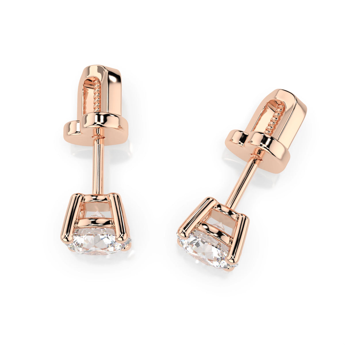 Cercei din Aur cu Diamante, Forma Rotund Briliant, 0,80 CT