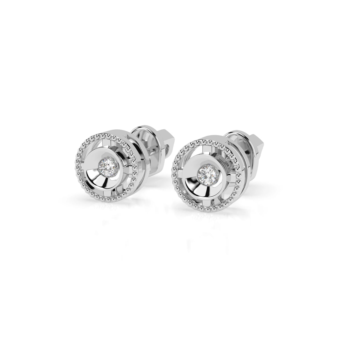 Cercei din Aur cu Diamante, Forma Rotund Briliant, 0,04 CT