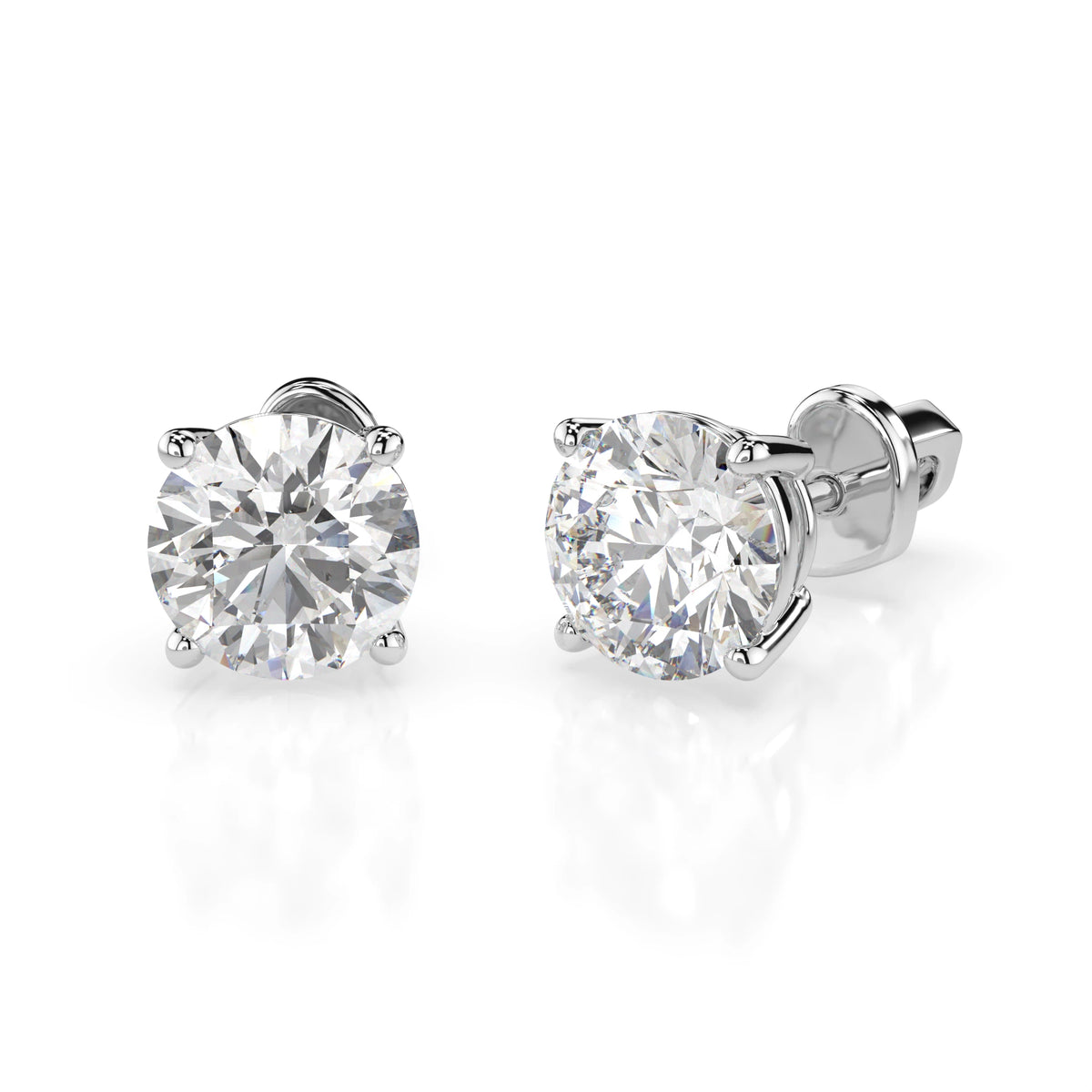 Cercei din Aur cu Diamante, Forma Rotund Briliant, 1,40 CT