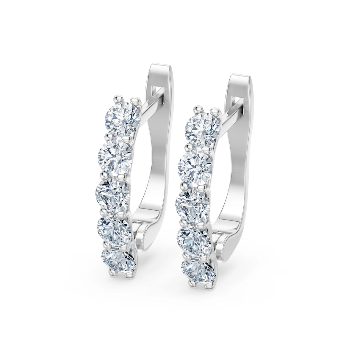 Cercei din Aur cu Diamante, Forma Rotund Briliant, 1,00 CT