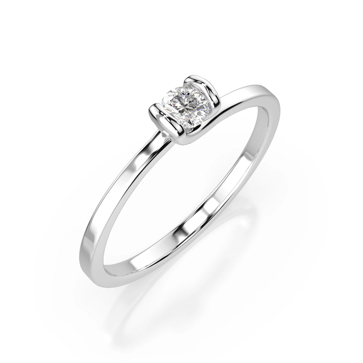 Inel de Logodnă Solitaire din Aur, Diamant Rotund Briliant 0,10 CT