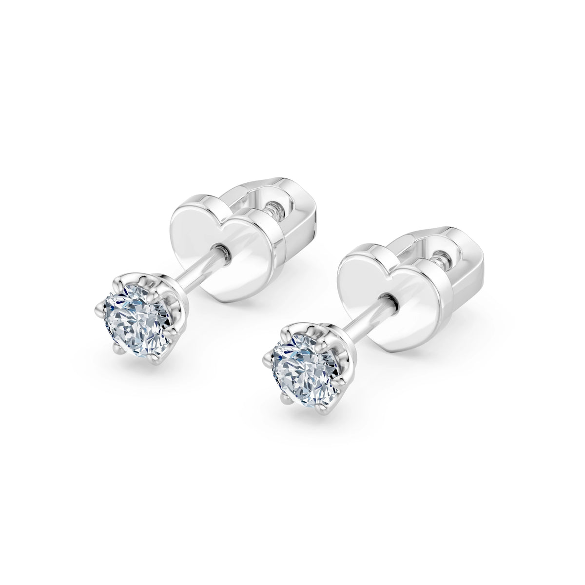 Cercei din Aur cu Diamante, Forma Rotund Briliant, 0,30 CT