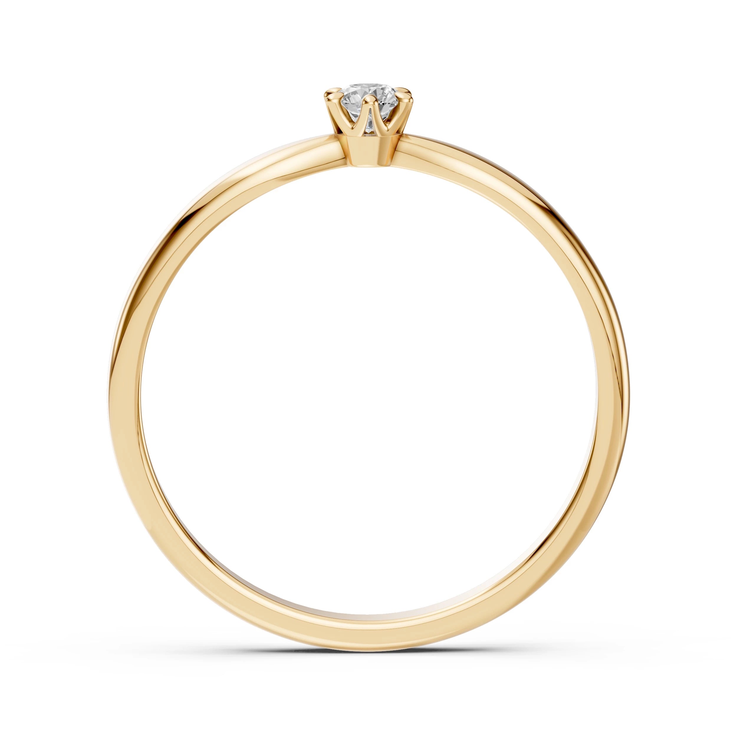 Inel de Logodnă Solitaire din Aur, Diamant Rotund Briliant 0.10 CT
