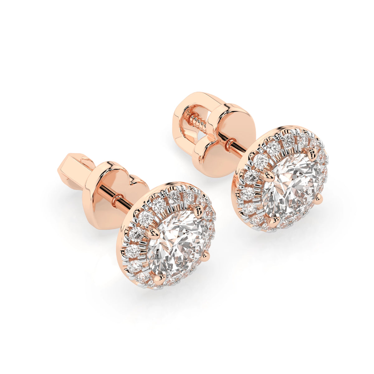 Cercei din Aur cu Diamante, Forma Rotund Briliant, 1,19 CT