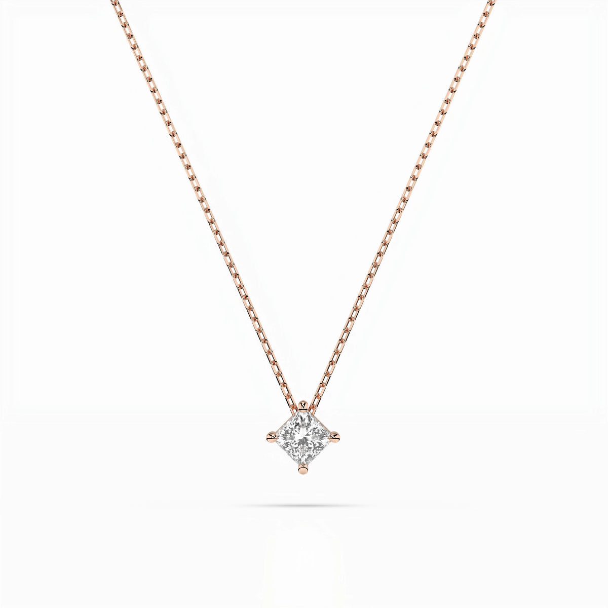 Colier din Aur cu Diamant, Forma Princess, 0,17 CT