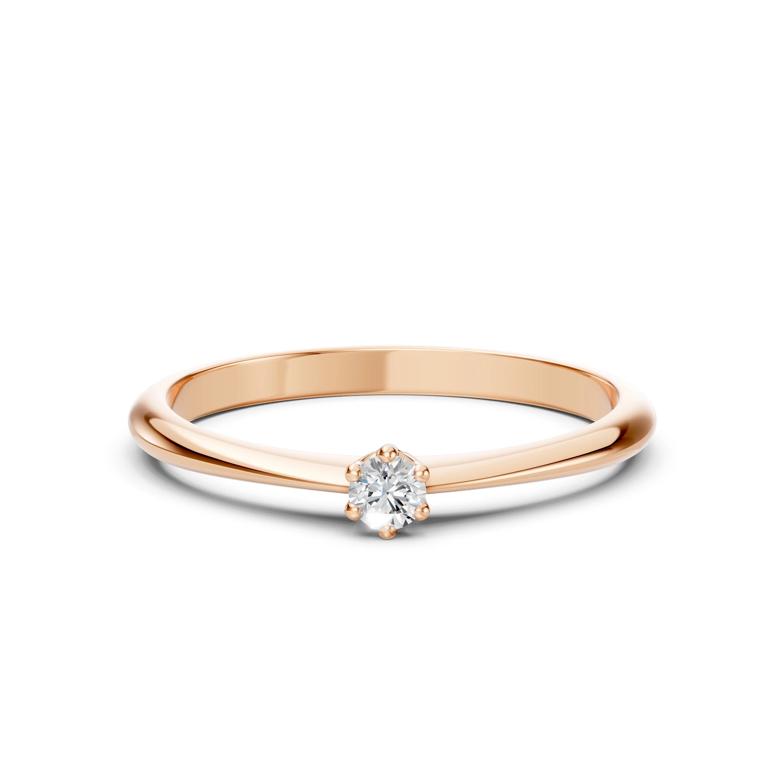 Inel de Logodnă Solitaire din Aur, Diamant Rotund Briliant 0.10 CT