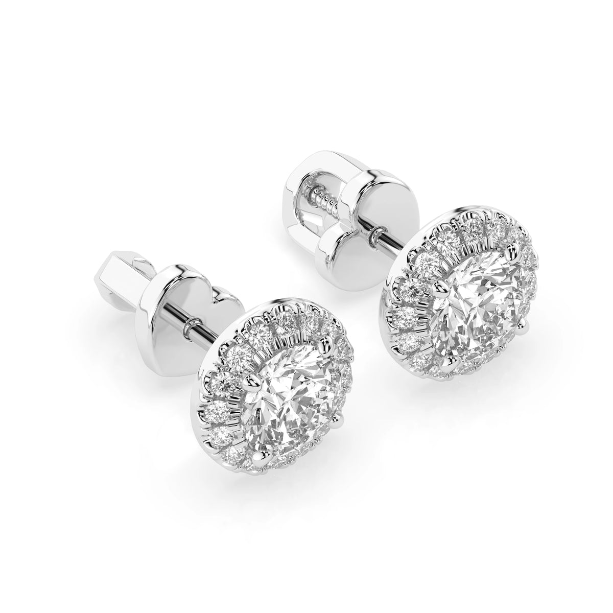 Cercei din Aur cu Diamante, Forma Rotund Briliant, 1,19 CT