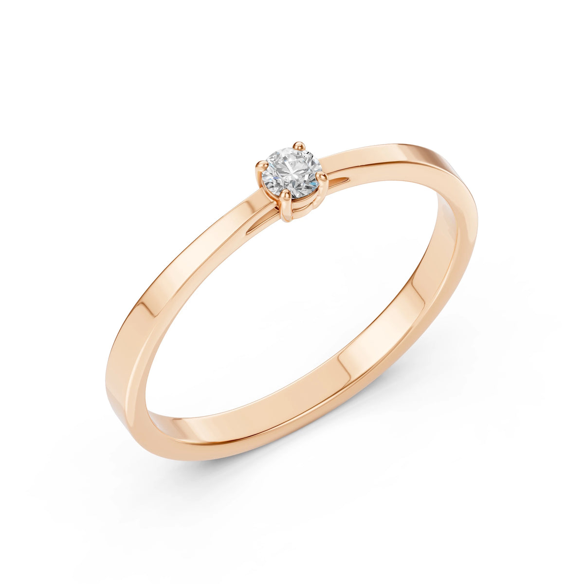 Inel de Logodnă Solitaire din Aur, Diamant Rotund Briliant 0,06 CT