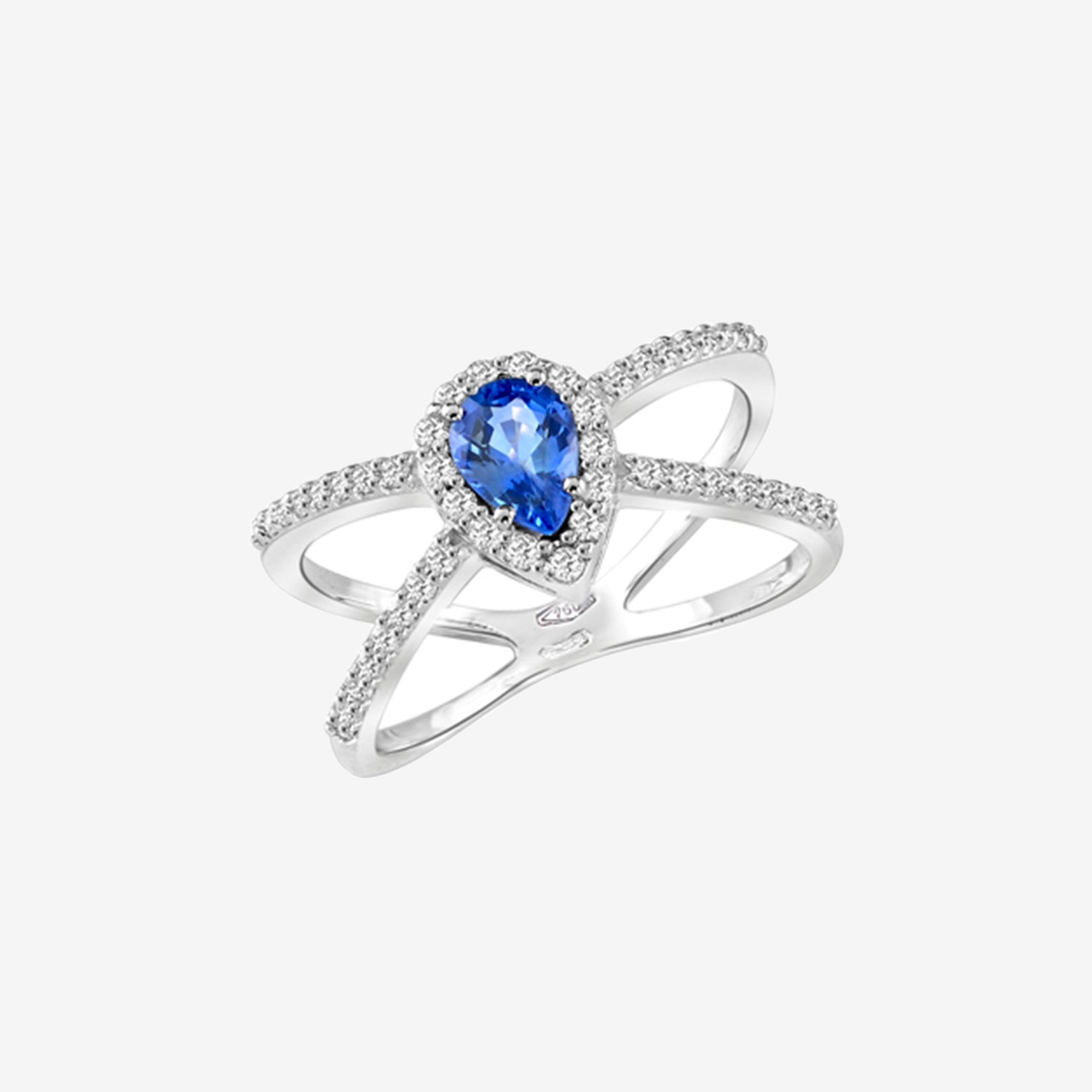 Revery Ring with Diamonds and Central Sapphire