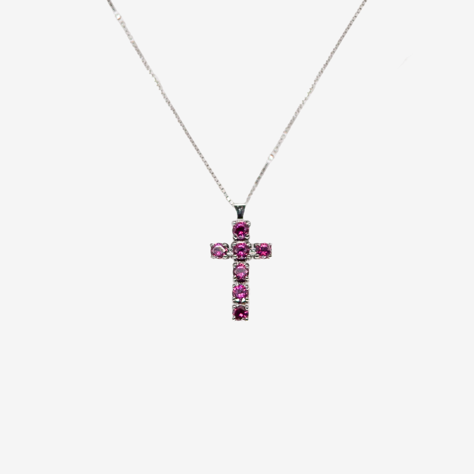 Cross necklace with rubies