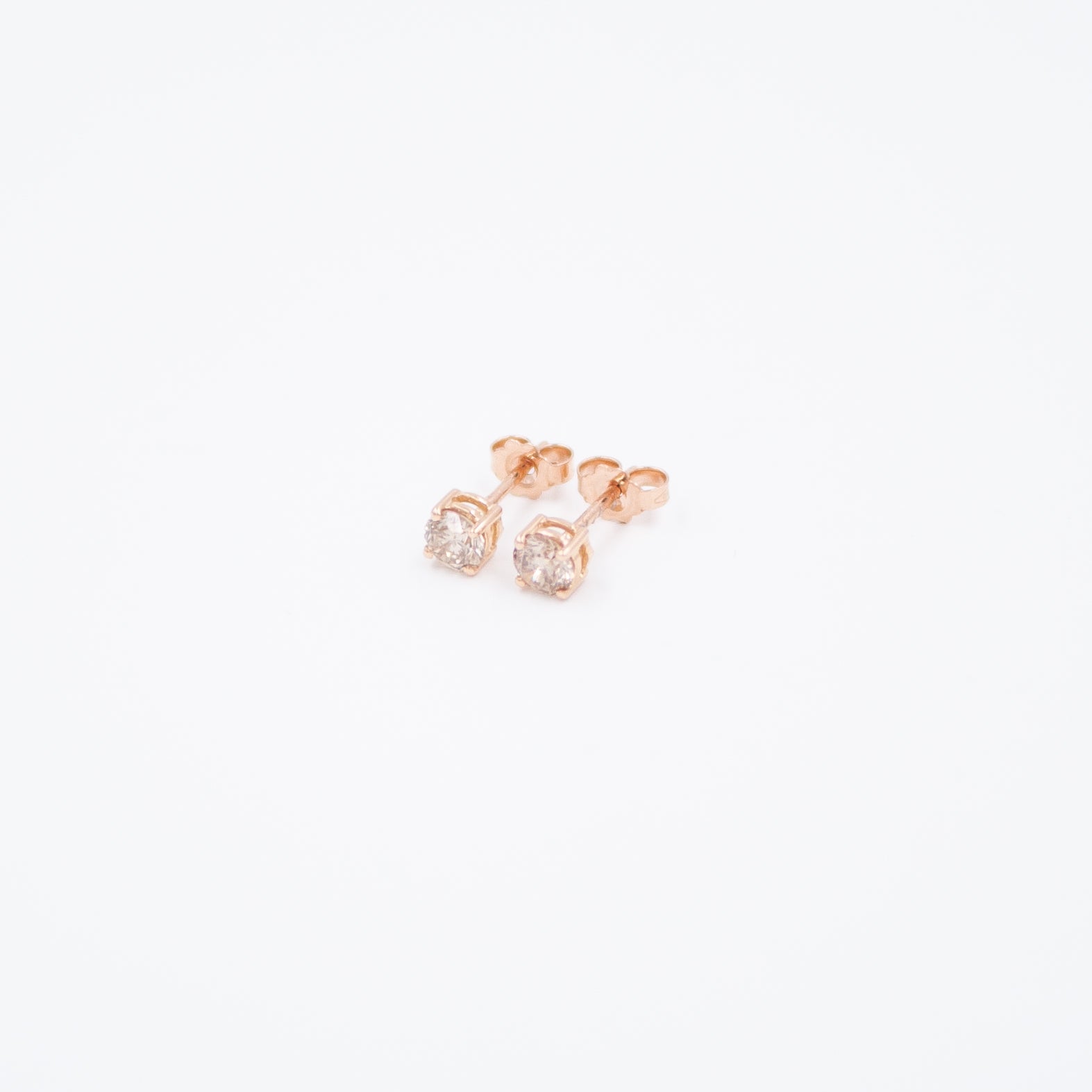 Cercei aur roz 18k cu diamante brown