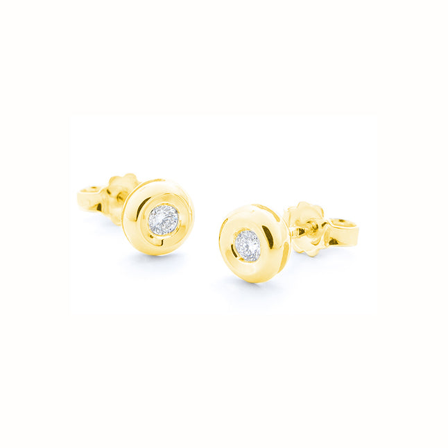 Round Gold Spotlight Diamond Earrings