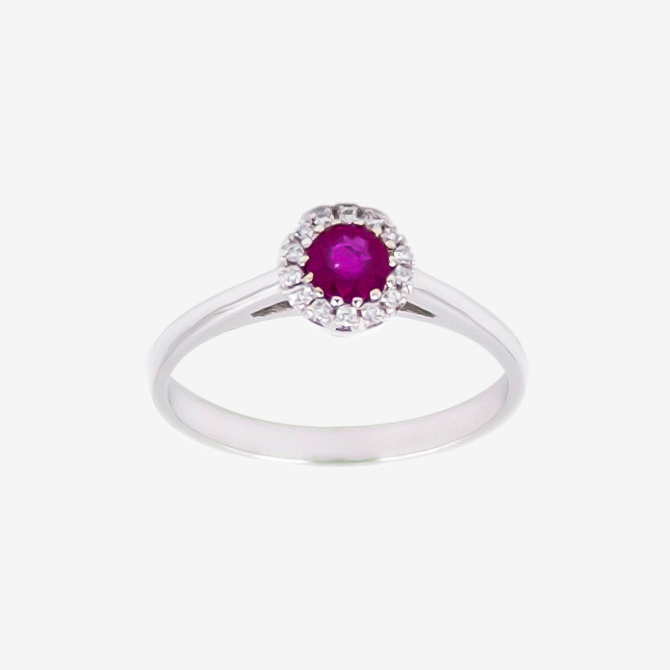 Ruby Round Sparkle Ring with Diamonds