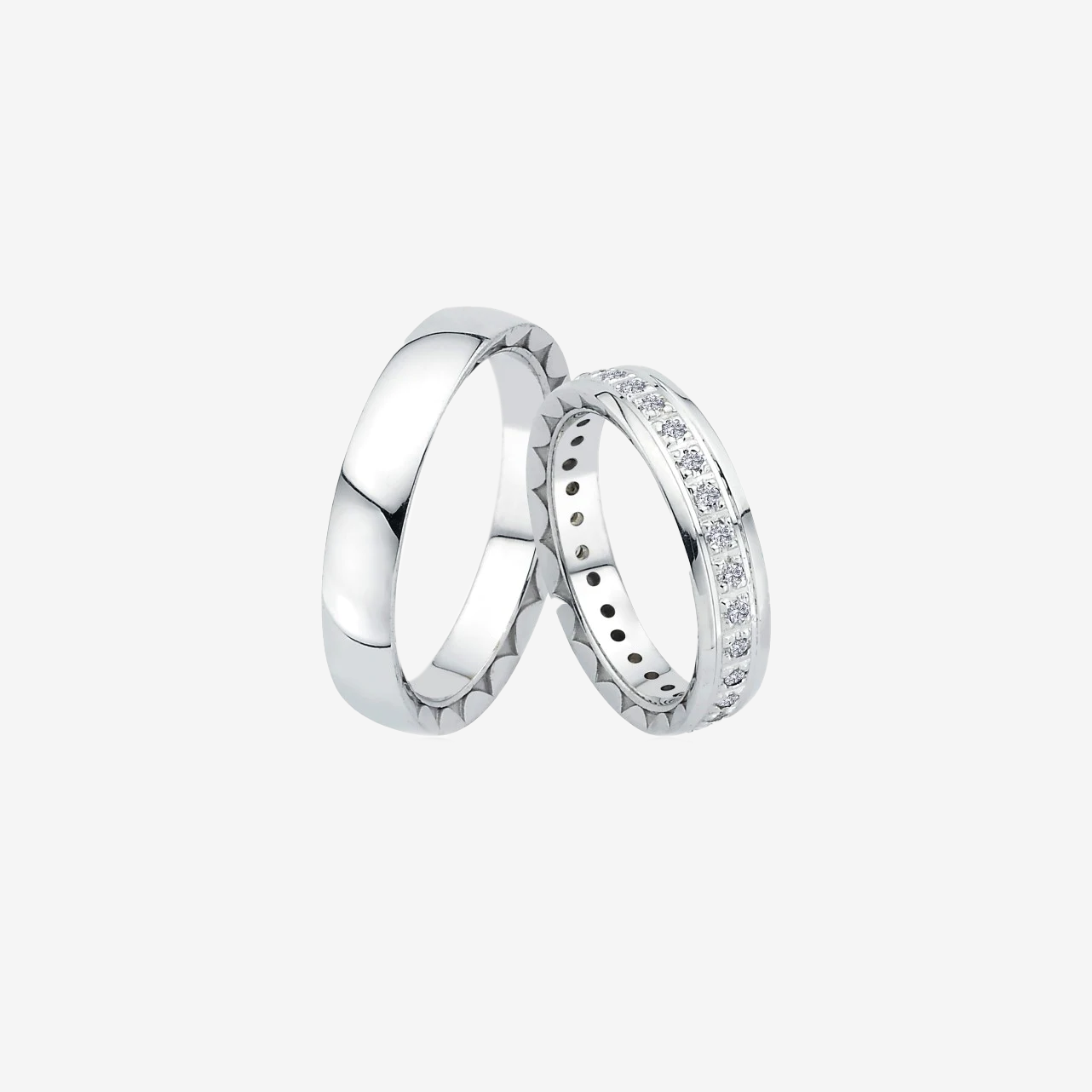 Luxe Diamond Wedding Rings - White Gold - Pair