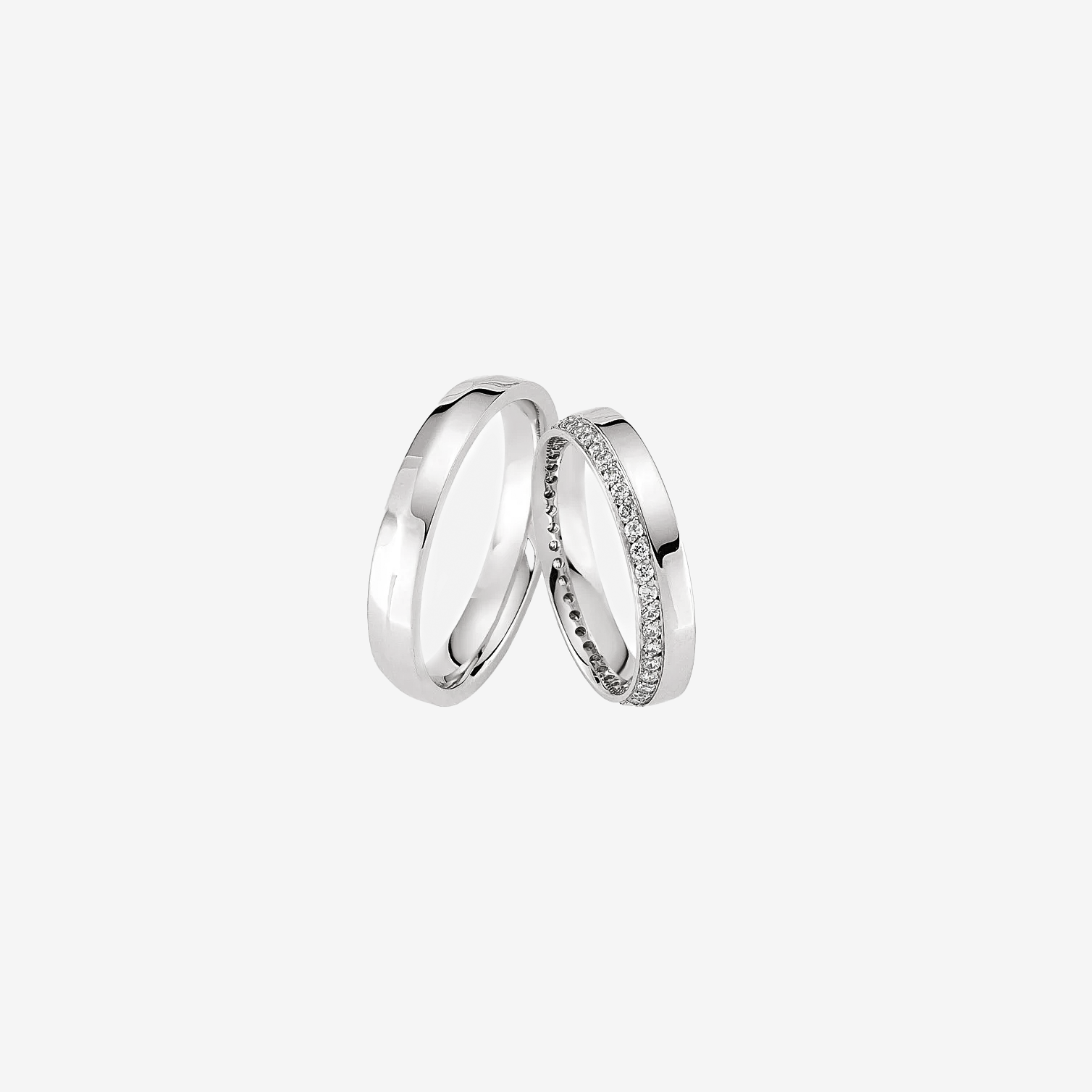 Jardin Diamond Wedding Rings - White Gold - Pair