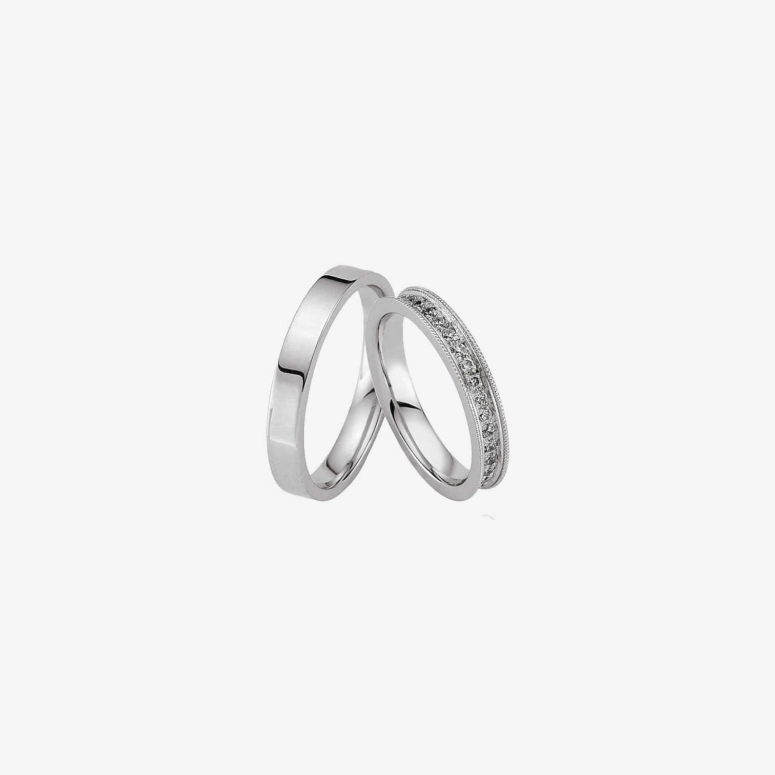 Astra Diamond Wedding Rings - White Gold - Pair